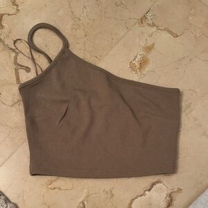 Olivaceous Brown One-Shoulder Crop Top